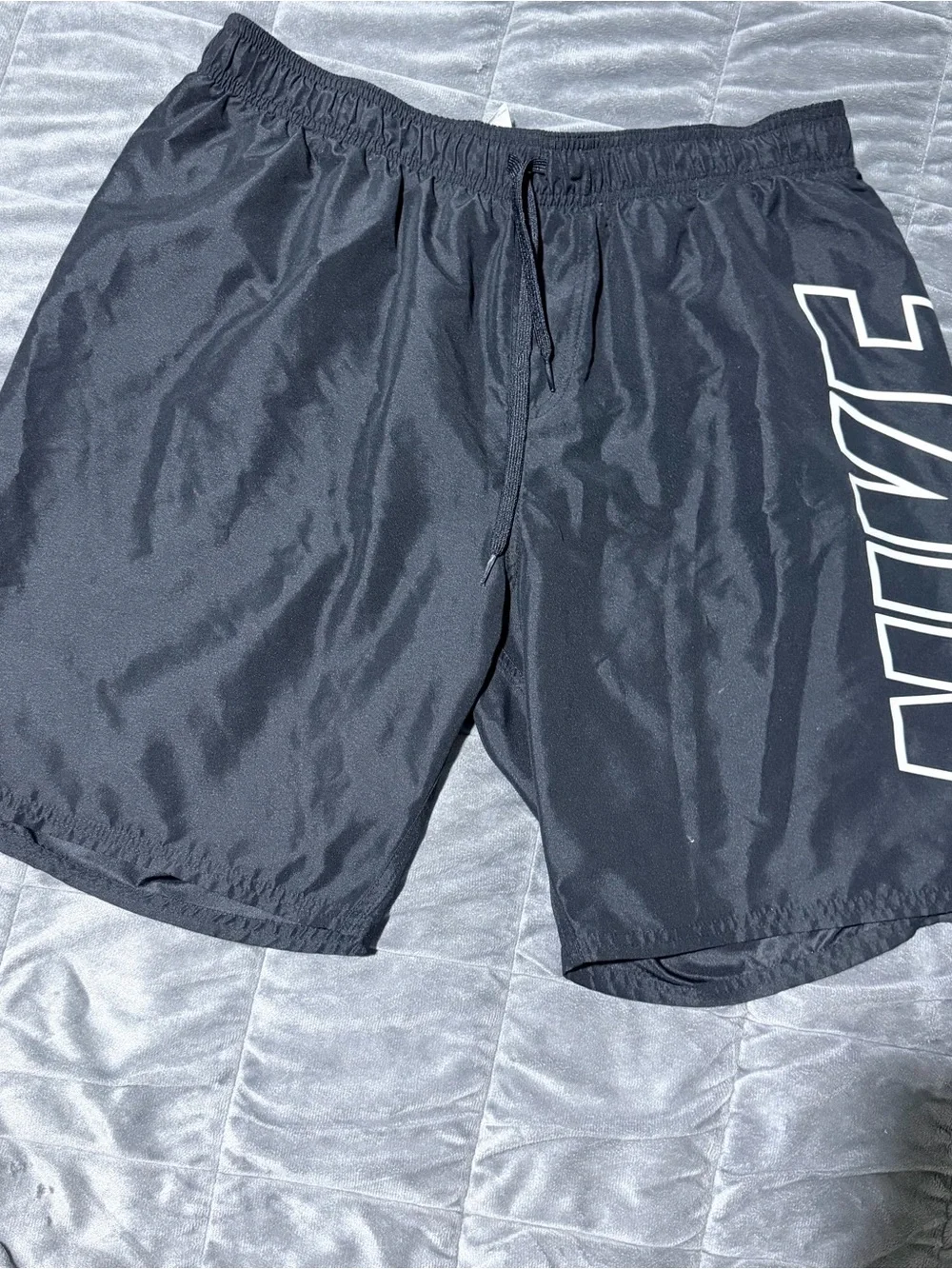Nike Swim Men’s XL Black Logo Swim Trunks Lined Drawstring Shorts